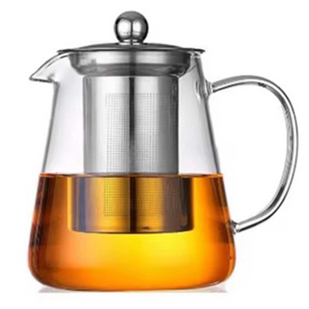 CTRLZS Heat Glass Teapot with Stainless Steel Tea Stra Flower Kettle Teawareiner Infuser Set Puer Oolong Pot 550ML