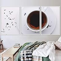 3 Piece Framed Canvas Wall Art Coffee Canvas Prints Home Artwork Decoration for Living Room,Bedroom - 16