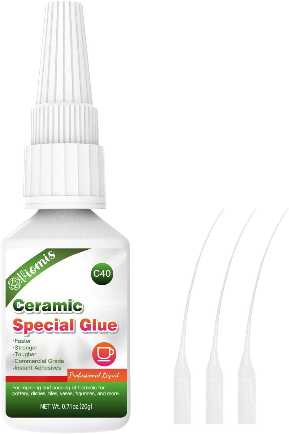 20g Ceramic Glue, Instant Ceramic Super Glue for Porcelain and Pottery Repair, Fast Drying | Heat Resistant | Waterproof Strong Adhesive for Bonding Ceramic, Dishes, Tiles, DIY Crafts