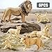 THINKBAY 6PCS Lion Toys Figurines Pride, African Jungle Animals Lion Family, Realistic Zoo Animal Toys, Preschool Toy Birthday Gift Cake Toppers for Kids Boys Girls