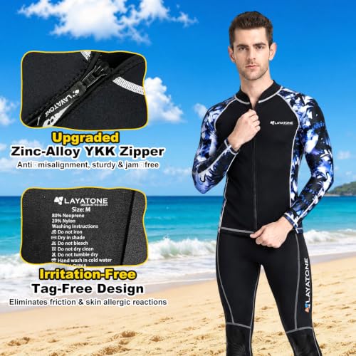 LayaTone Top de Traje de Neopreno 2mm con Cierre de Cremallera Anti-Jam YKK Aleación miniatura 3