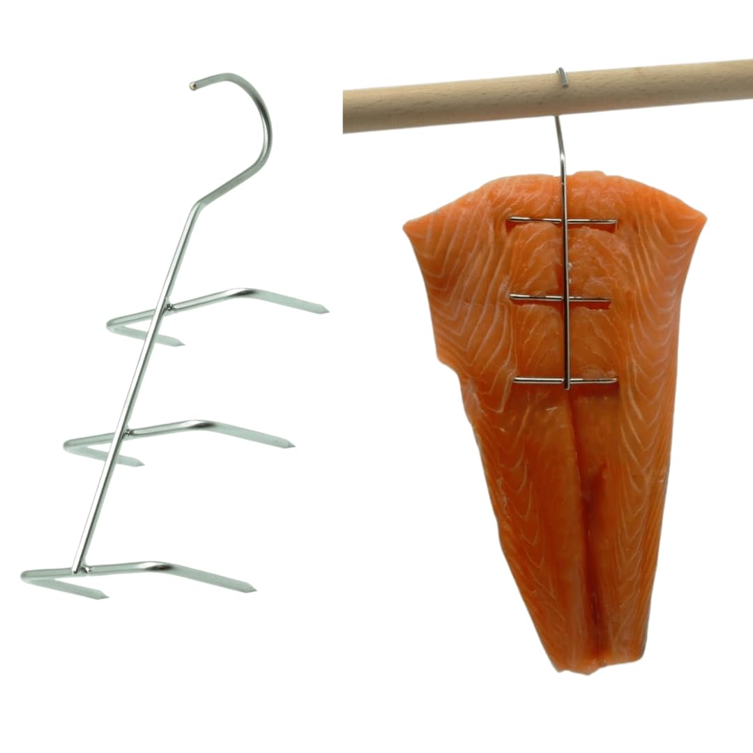 Rucherhaken x 10 Stk Fisch: Lachs, Forelle, Makrele, Kabeljau |  Metzgerhaken : Amazon.de: Sport & Freizeit