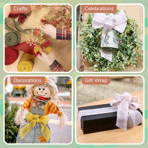 Ruban de jute gris anti-effilochage de 7,6 cm pour customisation facile - 7