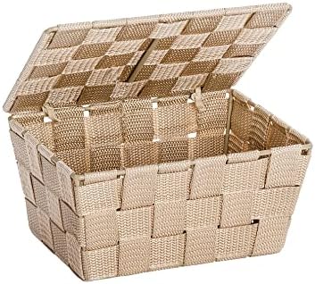WENKO Storage Adria Black with lid-bathroom basket, Polypropylene, 19 x 10 x 14 cm