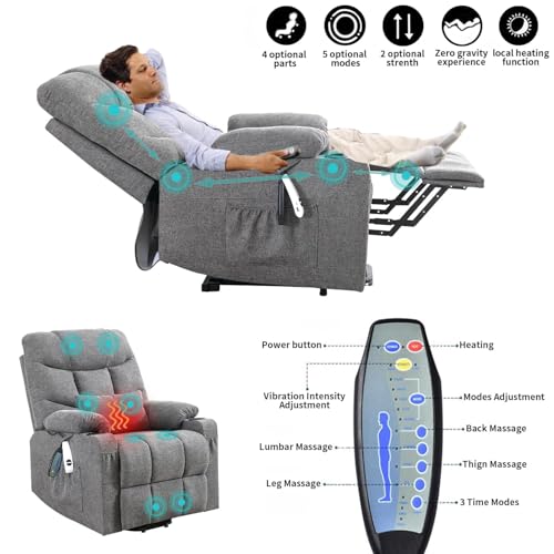Sillón reclinable eléctrico lino para adultos miniatura 4
