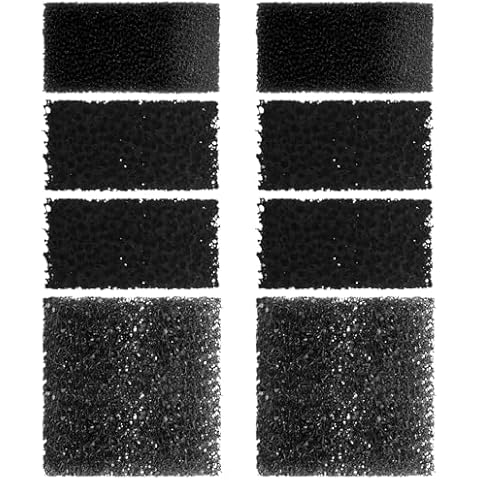 VCRAZE Replacement Aquarium Filter Sponge, Fish Tank Filter Replacement Parts, Including 2 x Coarse Sponge, 2 x Fine Sponge & 4 x Carbonized Sponge Cover