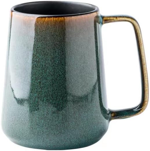 Large 24 OZ/700ml Ceramic Coffee Mugs with Golden Handle, Extra Big Jumbo Tea Cup Mug for Office and Home, Gift and Present (Blue)