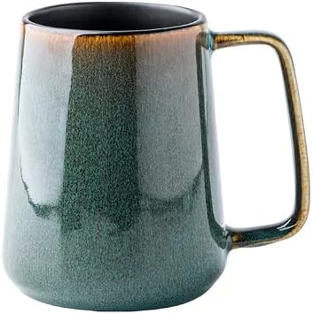 KELINGO Large 24 OZ/700ml Ceramic Coffee Mugs with Golden Handle, Extra Big Jumbo Tea Cup Mug for Office and Home, Gift and Present, 700ml Green