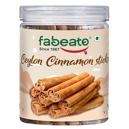 Image of Fabeato Ceylon Cinnamon Stick - SriLankan Dalchini Whole Bark- Aromatic Whole Spices- Ideal for Cooking, Baking, and Beverages- Fresh & Handpicked- Rich In Antioxidants, 100 gram