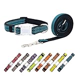 Pawhuggies Reflective Dog Collar and Leash Set for Medium Dogs, 4 FT/5 FT Dog Leash, Handle with an