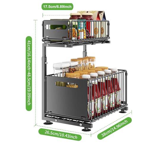 YunNasi Rangement sous Évier en Métal à 2 Niveaux Noir Lot de 1 – vue 5