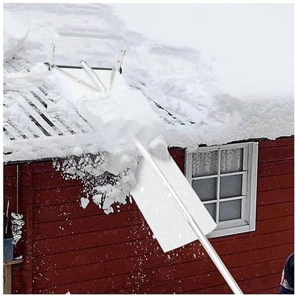 Roof Rake Snow Removal Tool, 20/30FT Adjustable Telescoping Roof Shovel with Slide Cloth,Roll Wheels, Anti-Slip Handle, Use for Ranch House, Cottage(20ft)