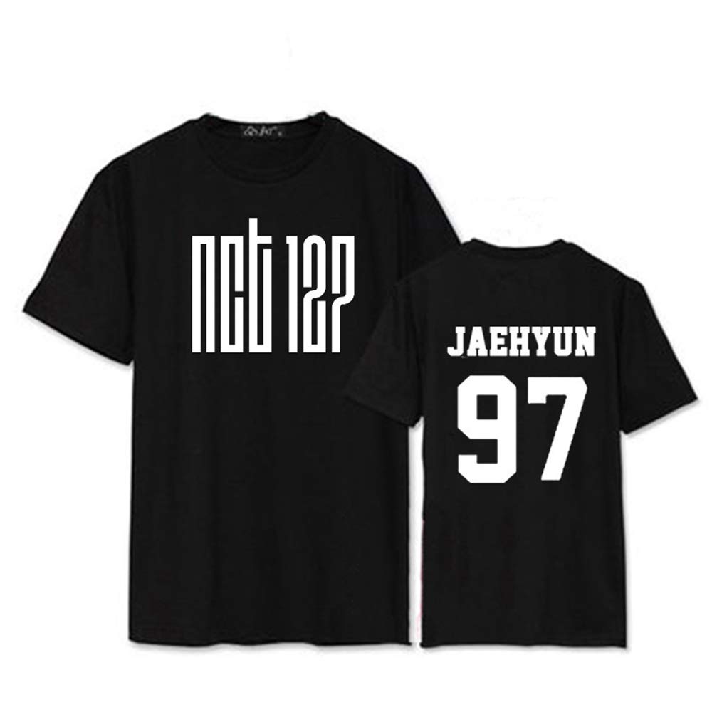 Maisley Men's Black2 Nct 127 Short-Sleeved T-Shirt Seoul Concert Officially T-Shirt And Fe Students Summer Short-Sleeved Doyoung Jaehyun Johnny Jungwoo Mark Taeil Taeyong Yuta Tshirt