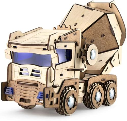 Rompecabezas de madera 3D para niños, adolescentes, adolescentes y adultos, camión mezclador de concreto, kit de rompecabezas de bricolaje,