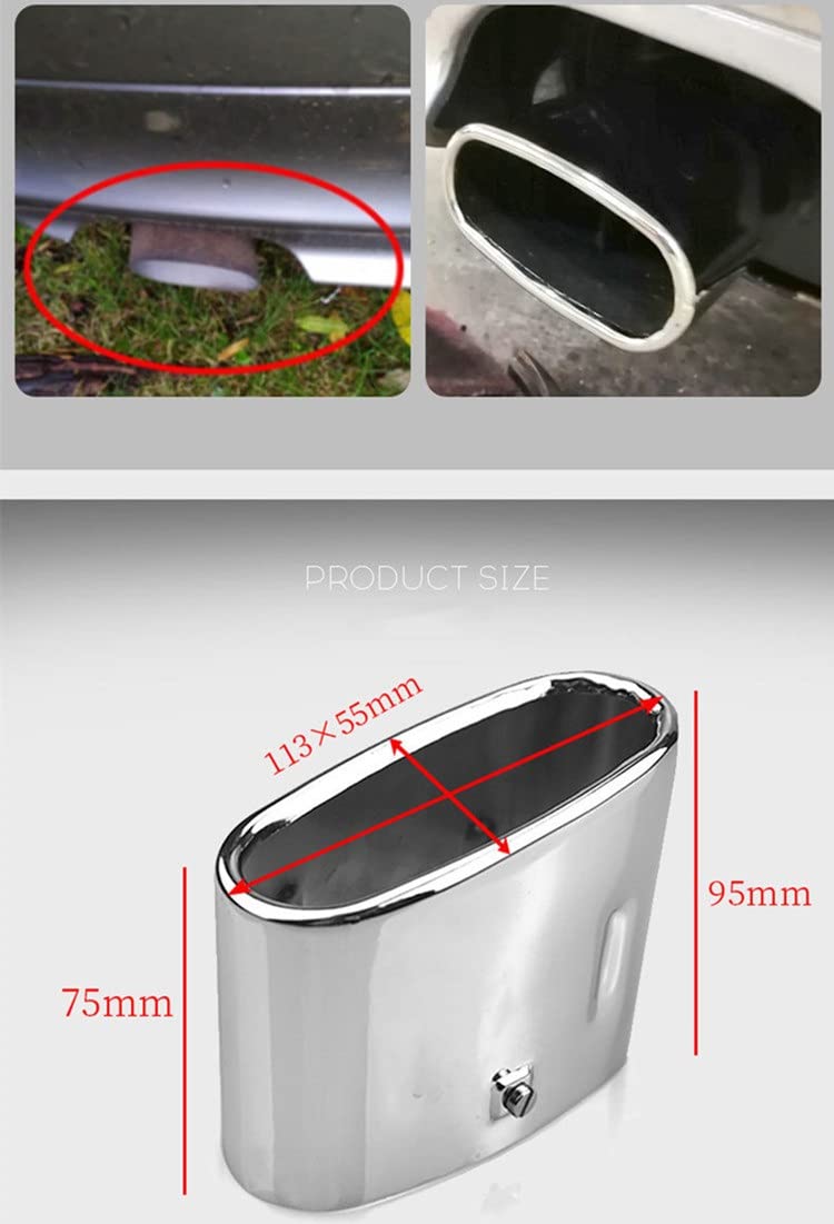 Terminales Escape Aptos para BMW Z3 1,8 1,9 Cabrio, Embellecedor De Tubo De Escape 53x113mm/90mm con Pieza OEM 18129416186, Punta Tubo Escape Cola De Escape