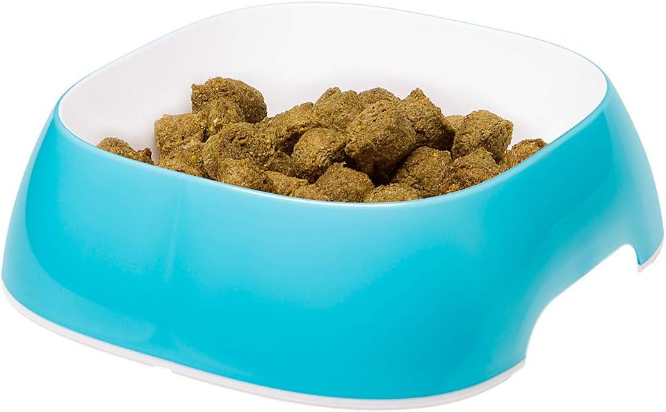 Ferplast Dog Bowls Glam, Non-Slip Rubber Base, Food and Water Plastic Bowl Easy to Clean, 1,2 Liter, Blue
