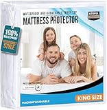 Utopia Bedding Waterproof Mattress Protector King Size, Premium 200 GSM Terry Mattress Cover, Soft & Breathable Bed Cover, Fitted Sheet Style with Stretchable Deep Pockets 17' (White)
