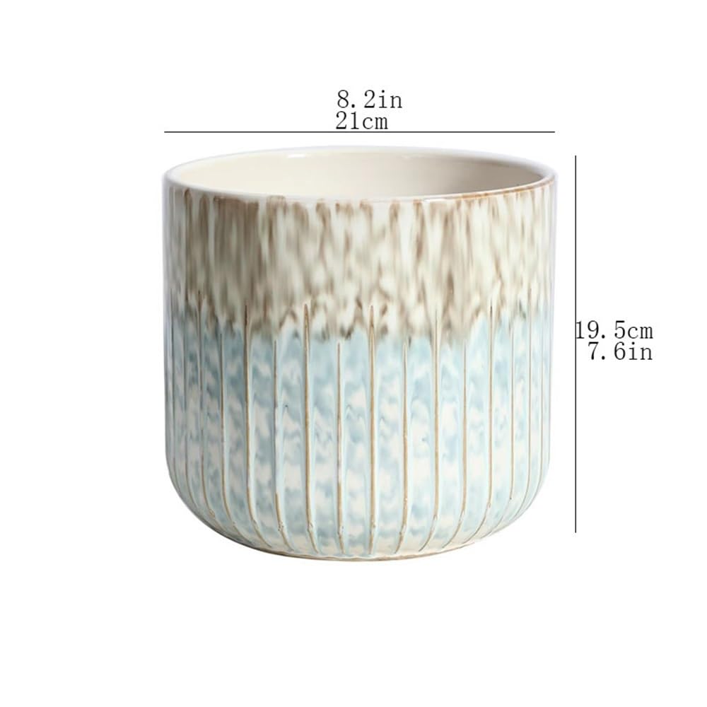 Doniczka ceramiczna doniczka w paski z otworami drenażowymi doniczka do ogrodów wewnętrznych i zewnętrznych patio dekoracyjny pojemnik 20 cm donica