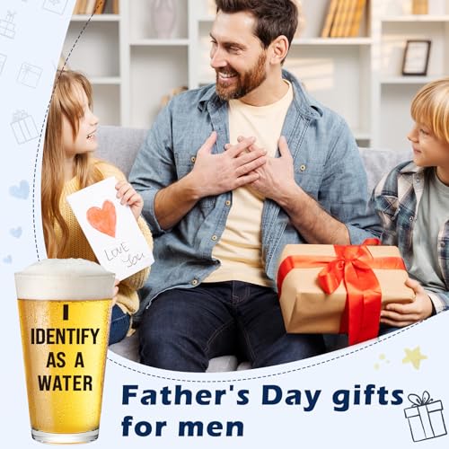 Father's Day Birthday Gift for Dad from Daughter Son Wife I Identify As A Water 16oz Beer Glass Fathers Day Retirement Promotion Gift for Father Daddy Bonus Stepdad Husband Grandpa Boyfriend Men Him - image 2