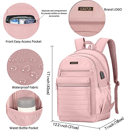 Image of KEOFID Casual Backpack for Women, Work Backpack for Women, Back pack for School College, Carry-On travel backpacks, Anti-Theft Womens backpacks, School bookbag for girls(Pink)