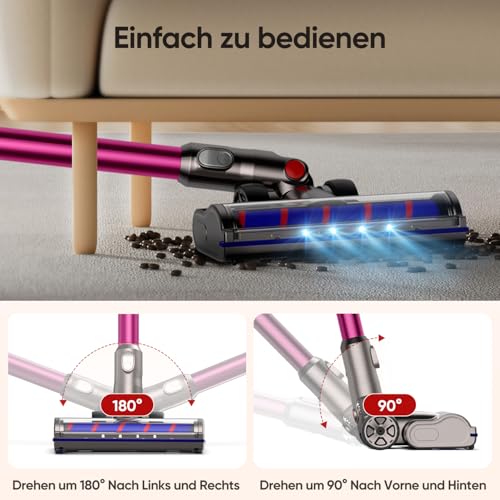Bodenbürste kompatibel für Dyson V6 DC58 DC59 DC61 DC62 DC72 DC74 Staubsauger, Bürste mit 4-LED Scheinwerfern, Flexibler Rotation und 2 Ersatzrollen