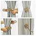 Lewondr 1 Pair Sparkling Crystal Flower Curtain Tieback, Magnetic Drapery Holder Stretchy Curtain Buckle Clips Curtain Bind with Stainless Spring Wire - Bronze&Silver