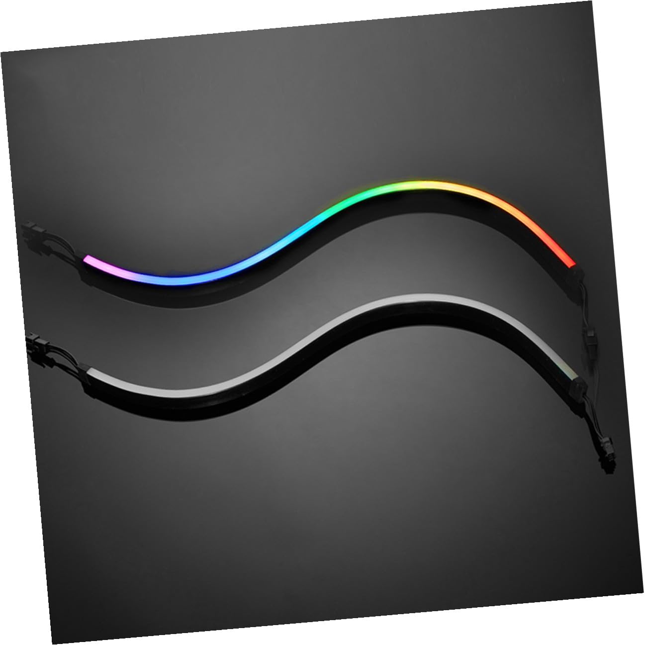 2 Pièces Bande Lumineuse Argb 400mm pour Boîtier Pc, Abs Noir, 28 Led, 5 V, 3 Broches Femelle vers 3 Broches Mâle, Autocollants Adhésifs, Installation le Boîtier