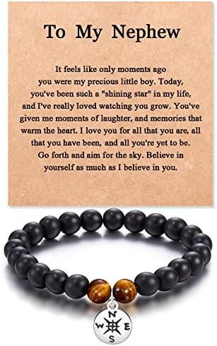 KINGSIN Nephew Bracelet Gifts from Auntie Aunt Uncle Best Nephew Ever Adult Birthday Encouragement Inspirational Motivational Christmas Graduation valentines day Anniversary Father's Day Nephew Gift