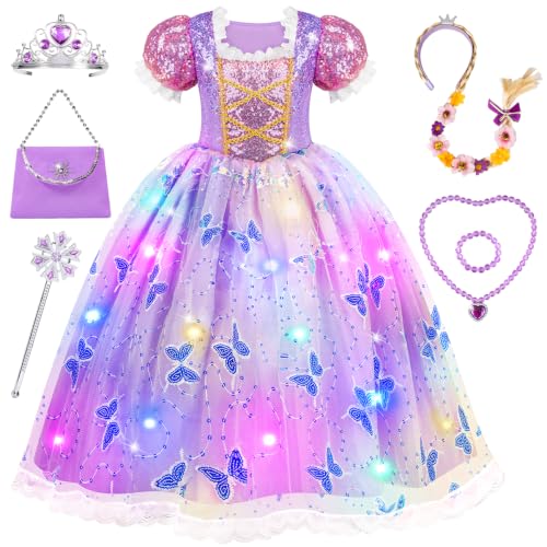 Meland light up princess dress for girls with fairy string lights built into the fabric