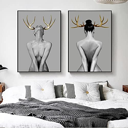Affiche et impressions mur photos salon moderne golden antler