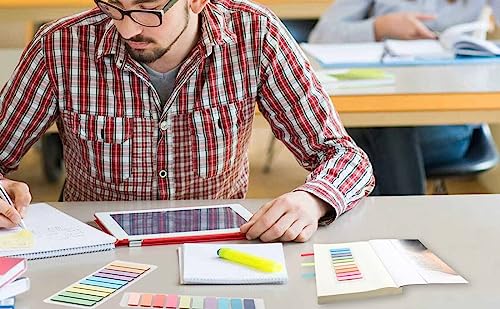 Zadanle 3200 peças de abas de livros para anotação, abas adesivas, notas adesivas transparentes, mat