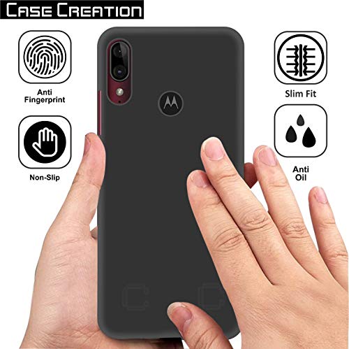 Image of Case Creation for Moto E6 Plus 2019 Back case, Motorola Moto E6 Plus Slim Flexible Smart Look case with 360 Camera All Angle Protection (Pure Black)