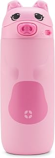 Ello Ellies 12oz Stainless Steel Leakproof Kids Water Bottle, Pig