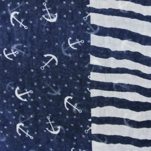 Wrapables® Stripes and Anchor Nautical Marine Scarf 72" X 42"4