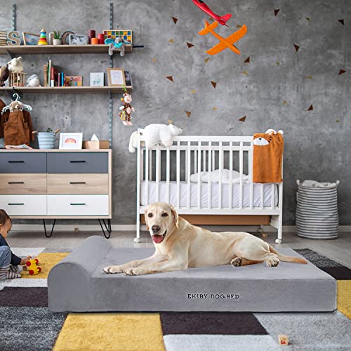 Ekiby Jumbo Orthopedic Dog Bed, 18CM Thick Waterproof Memory Foam Pet Bed with Pillow With Removable Washable Cover for Large Dogs - Image 4