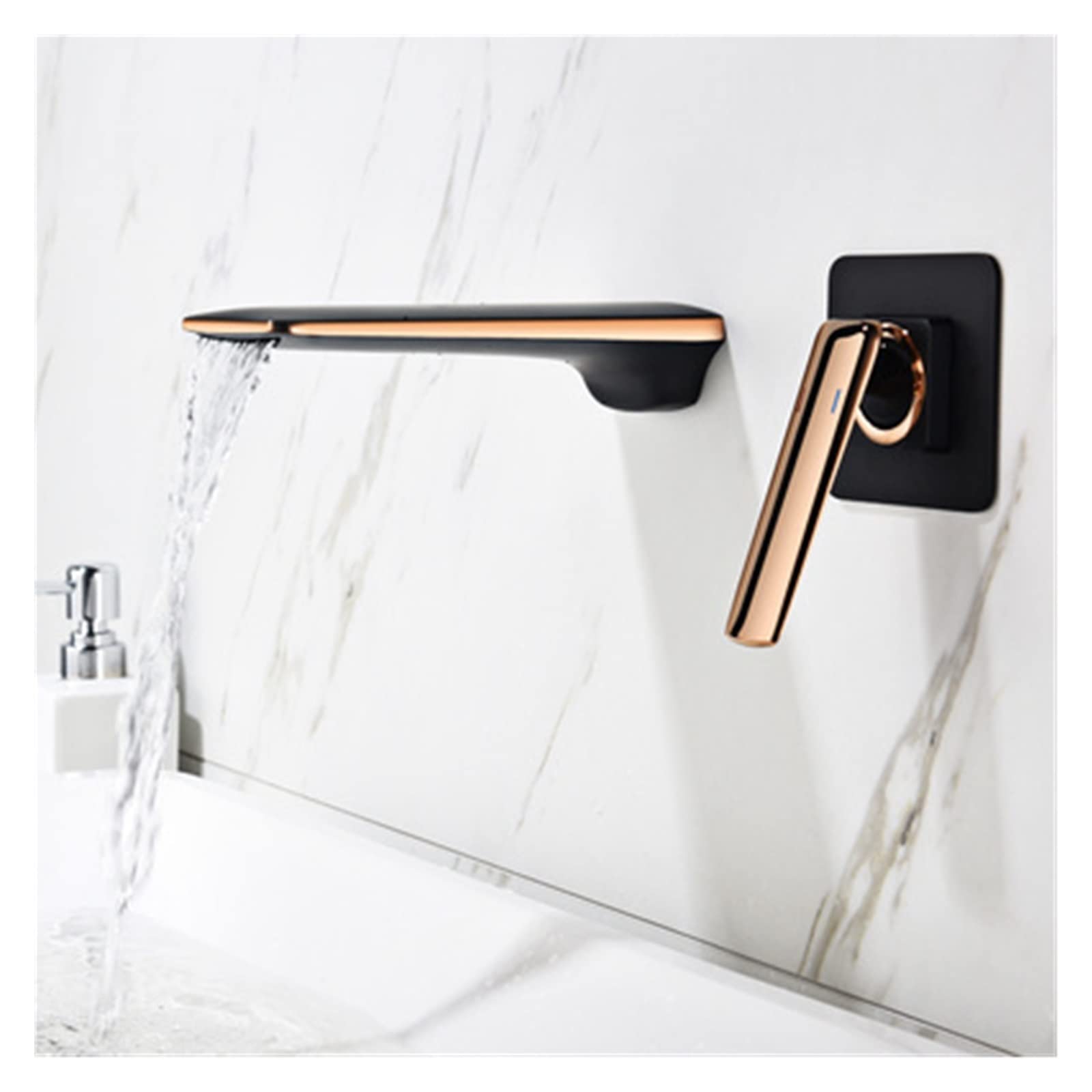 Mitigeur de lavabo mural blanc et or encastré pour salle de bain moderne