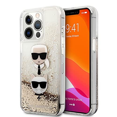 KARL LAGERFELD KLHCP13XKICGLD - Carcasa para iPhone 13 Pro MAX de 6,7", diseño de Karl & Choupette Head Cover
