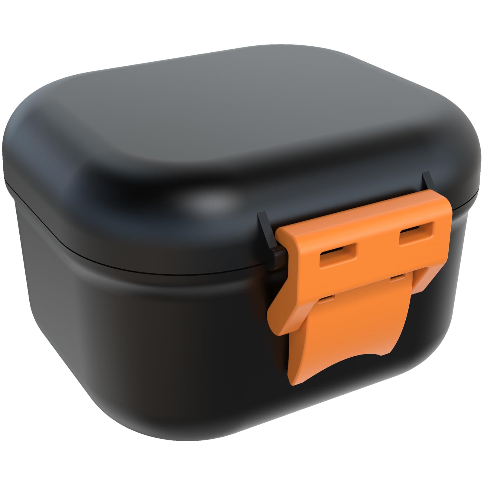 ARGOMAX Boîte de prothèse anti-fuite, boîte à prothèses dentaires portable avec tamis, pour prothèses dentaires et appareils dentaires (noir + orange).