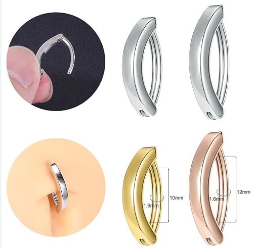 Aeboocag 3Pcs 14G Clicker Belly Button Rings For Women Girls,Surgical Steel Belly Piercing Hoop Reverse Rings Curved Navel Barbell Body Jewelry Gift (3, 10Mm) #TOP3