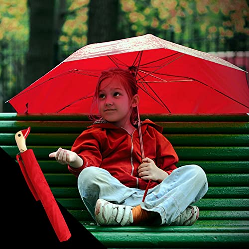 Skfvkab Semi Automatic Sun Umbrella Cute Duck Head Wood Handle K Folding Windproof Inverted Umbrellas For Women Automatic Floral #TOP1