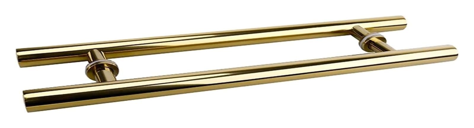 CWCQGH Push Pull Door Handle, Door Pull Handle, Double Sided H Shape Push Pull Door Handle for Interior Exterior Doors, Glass/Wood,Gold 1-100cm(39in)