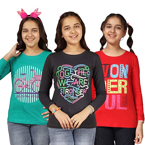 Image of KYDA Kids Girl's Hearts Regular Fit T-Shirt