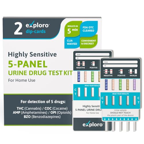 Easy@Home THC Drug Test Kit 5-Pack - 50ng/mL Marijuana Urine Tests With Instant Results