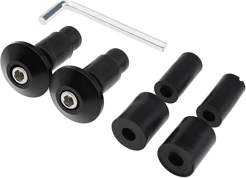Miniatura 1 de Par de tapas de enchufe de manillar de motocicleta de 0.866 in con tornillos, tubos de expansión, llave hexagonal, color negro, universal para
