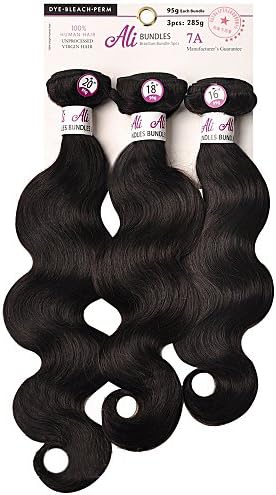 [7A Grade Unprocessed Virgin Brazilian Hair] Ali express Brazilian Hair 3 Bundles Body Wave -3 Bundles 285 gram in 1 Pack Solution (10"+12"+14"-Natural Black)