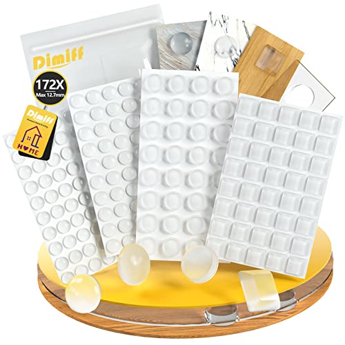 Dimiff Lágrimas de Silicona Adhesivas, Transparente Cristal Mesa, Gotas para Puertas, Portátiles, Armarios, Asientos de Inodoro, Teclados | 172 Piezas