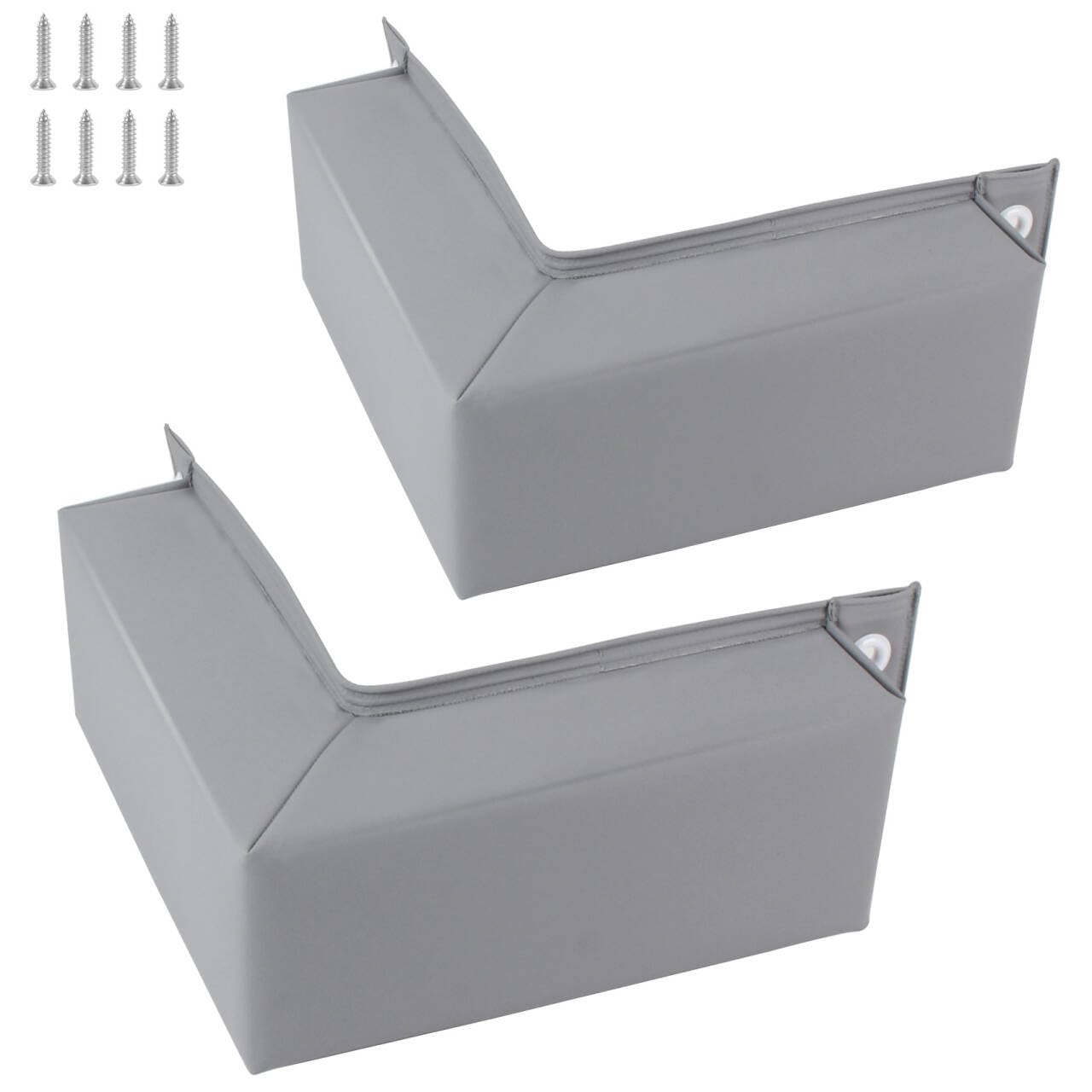 ORLANG 2Pack Dock Corner Bumpers,PVC Boat Dock Fenders with Stainless Steel Screws,Boat Dock Guards,Docking Edging Guard for Docking Edges, Corner Dock or Piers Edge(Grey)