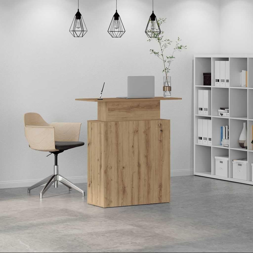 Empfangstresen, handgefertigtes Eichenholz, 100 x 40 x 104 cm, mit Ablagefläche, vielseitig einsetzbar für Büro, Hotellobby, Klinik, robust und platzsparend