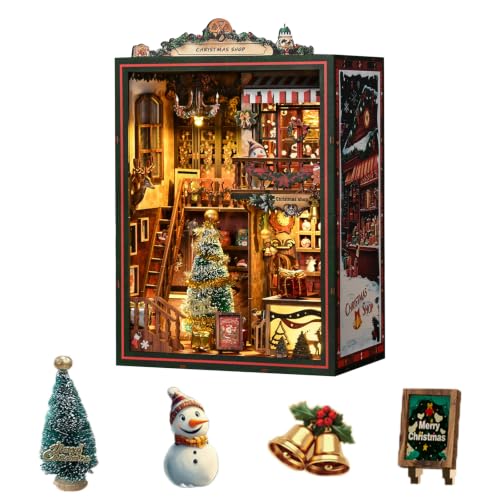 Christmas Book Nook Kit DIY miniaturowy domek z pozytywką