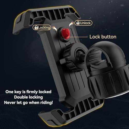 Dewier One-Hand Operation Bike Phone Holder 360° Rotation Quick Release Holder for Motorcycle Scooter E-Bike Fits iPhone Samsung Google Pixel, Black (Regular Model)